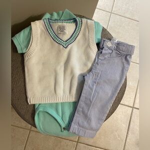 Easter / Preppy Seersucker Baby Boy Outfit - 6 Months